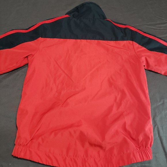 Adidas Track Jacket Collared Sports Coat Lightweight Black Shoulders Stripes 3T - Picture 2 of 6
